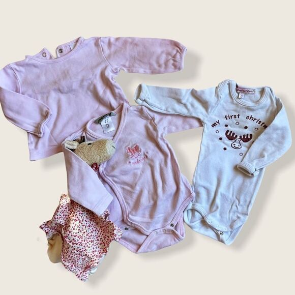 Bundle of 3 Cotton Baby Tops/ Onesies 0-3M - Picture 1 of 8